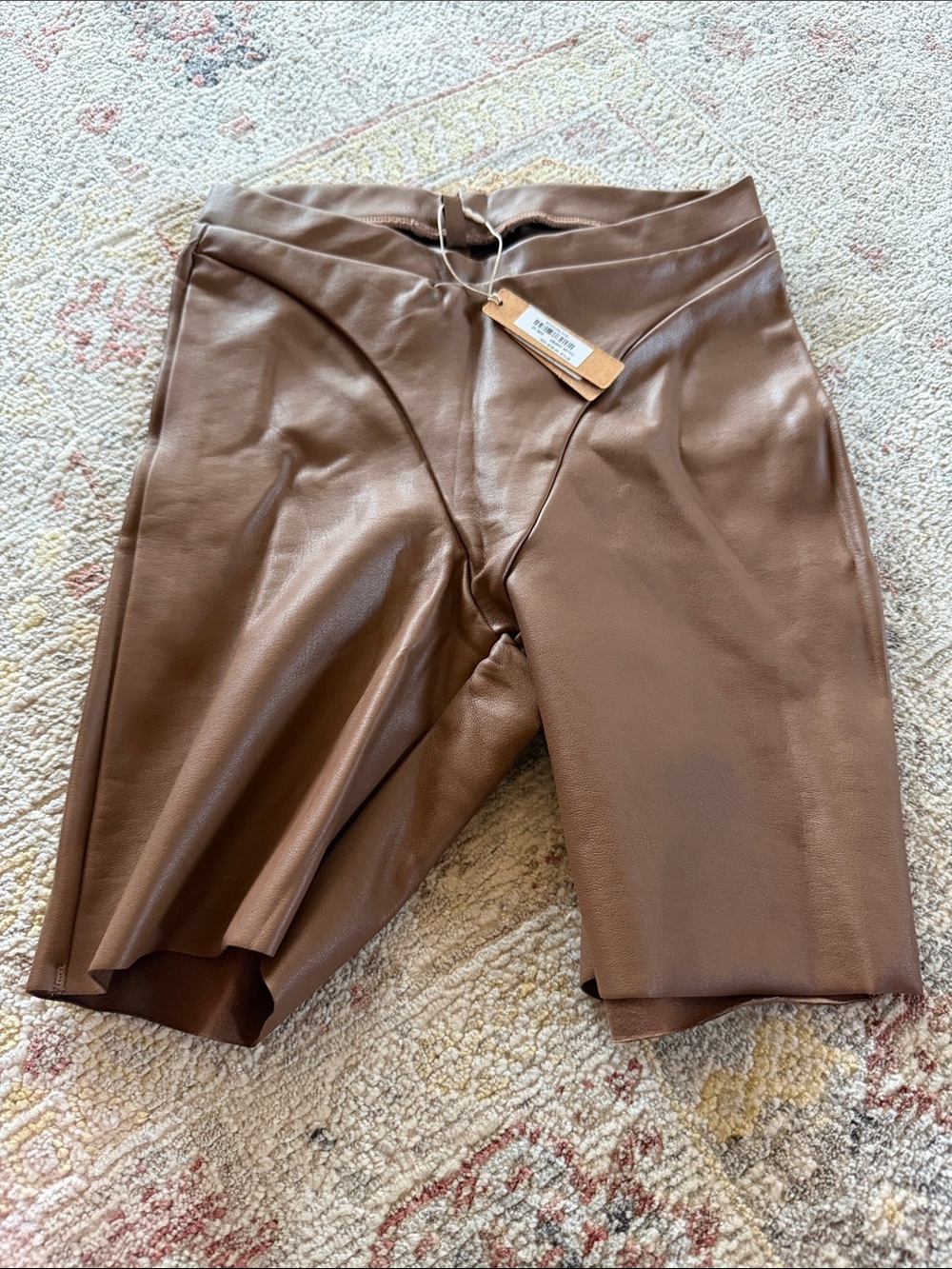 SKIMS Brown Faux-Leather Bike Shorts